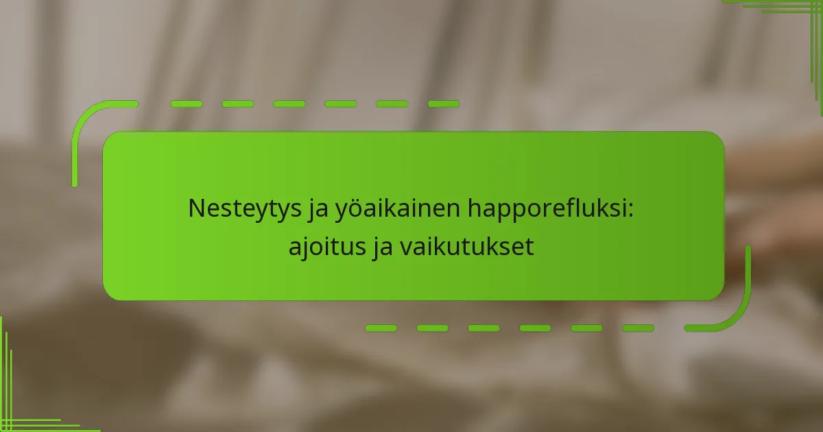 Nesteytys ja yöaikainen happorefluksi: ajoitus ja vaikutukset