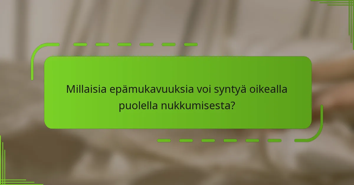 Millaisia epämukavuuksia voi syntyä oikealla puolella nukkumisesta?